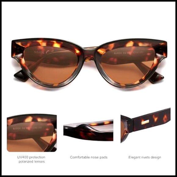 Retro Polarized Cat Eye Sunglasses Women Vintage UV400 Protection Sunnies main image 3